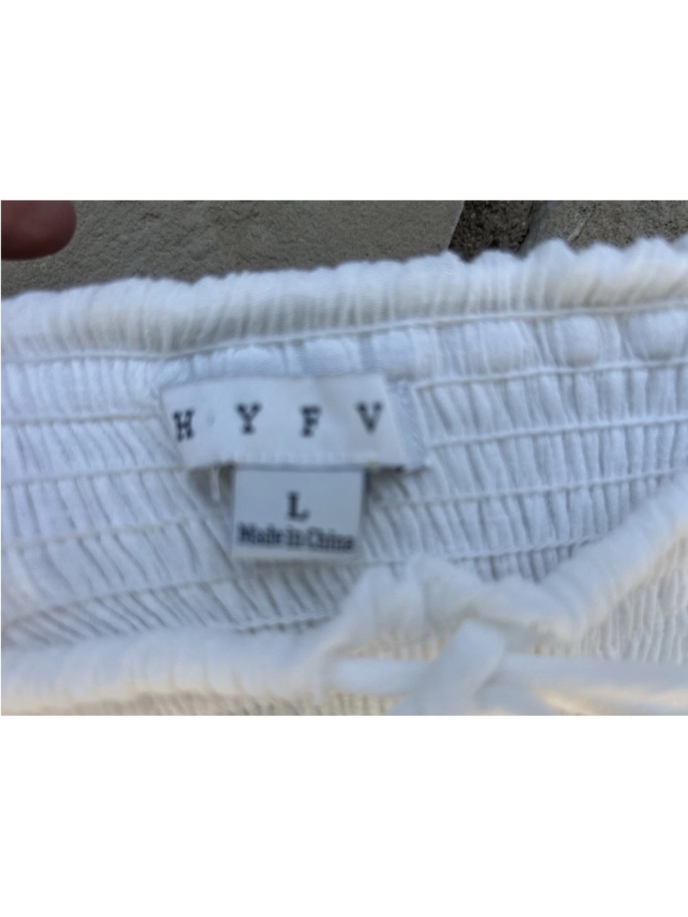 HYFVE Maxi Sundress Skirt Large White Gauze Strapless Smocked Top Tiered EC - Picture 5 of 5